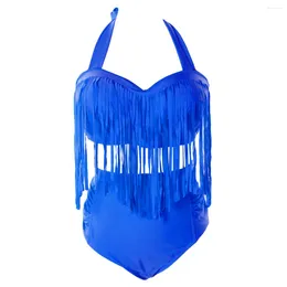 Women's Swimwear Tassel Bikini Bathing Suit 2Pcs Summer Beach Wear Sexy Women Solid Colour Swimsuit Plus Size Suits