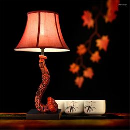 Table Lamps Chinese Style Red Retro Resin Lamp Living Room Bedroom Bedside Study Art Deco Classical El Interior Design Lights