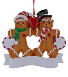 Maxora Resin Gingerbread Family Of 2 Christmas Ornaments With Red Apple As Personalised novelty Item Gifts For Holiday And Home De5286067