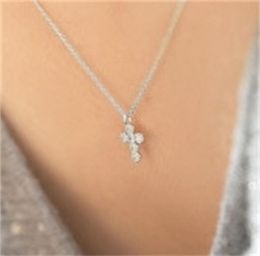Drop 925 Silver Chain Necklaces Rhinestone Cross PendantsNecklaces Jewellery Collar Colar de Plata sell 1071 Q2258K2327367