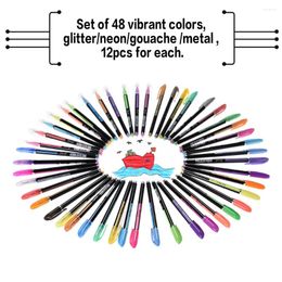 Colours Gel Pen Set Refills Metallic Pastel Neon Glitter Sketch Drawing Colour School Stationery Marker For Kids Gifts