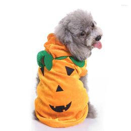 Dog Apparel Adorable Halloween Pumpkin Pet Dress Up Costume Cosplay Plush Hoodie Warm Outfits Cloth