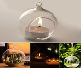 Borosilicate Glass Crystal Glass Hanging Candle Holder Candlestick Home Wedding Party Dinner Decor Grass Candle Holder9212214