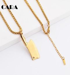 2021 New arrival 4 Colours creative kitchen knife charm necklace stainless steel unique style men pendant necklace CAGF02128337863