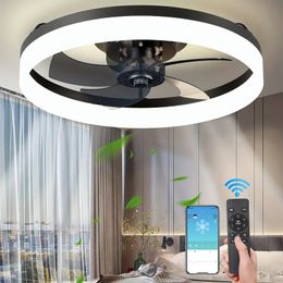 Modern Ceiling Fan with LED Light DC motor 50CM Large Air Volume Remote Control for Kitchen Bedroom Dining room