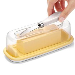 Plates Silicone Butter Dish With Cutter Sealed Storage Container Detachable Tray Keeps Fresh And Soft Yellow