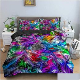 Bedding Sets 3D Duvet Er 220X240 Set Luxury Quilt With Zipper Closure 2/3Pcs Comforter Drop Delivery Home Garden Textiles Supplies Dhlsu