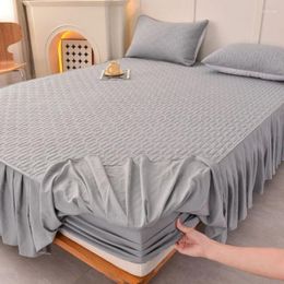 Bed Skirt Solid Colour Cotton Fitted Sheet Mattress Dust Protection Cover Modern Minimalist King Cushion Bedspread