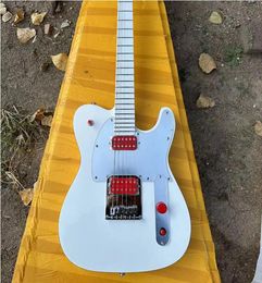electric guitar white classic style, white fingerboard, red accessories, fast shipping, free shipping