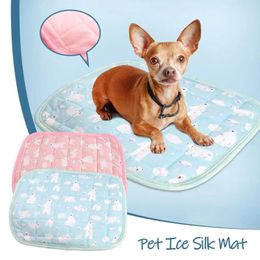 Blankets Dog Cooling Mat Summer Pet Ice Silk Pad Breatbable Cushion Sleeping Bed Kennel For Small Meduim Large Dogs S5n3 Blanket