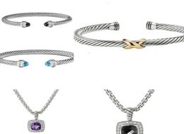 ed Bracelet Necklace Sliver Bangles Diamond Bracelets Cross Pearl Chains Jewellery Women Fashion Versatile Platinum Plate2333445