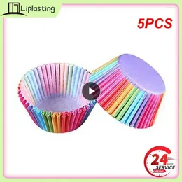 Baking Moulds 5PCS Colorful Cake Cup Round Shaped Mold Paper Birthday Party Decoration Supplies BakingMuffin Case