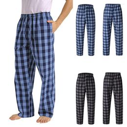 Men's Pants Mens Loose Sleep Bottoms Plaid Flannel Lounge/pajama Casual Daily Fit High Waist Stretchy Sleeping Trousers