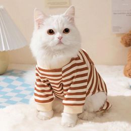 Dog Apparel Designer Clothes Spring Autumn Kawaii For Small Dogs Pet Striped Jumpsuit Sweet Cute Cartoon Kitten Puppy Shirt