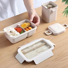 Dinnerware 1pc Wheat Straw Lunch Box Healthy BPA Free Bento Boxes Microwave Storage Container For Kids