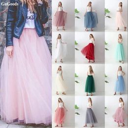 Skirts 5 Layers 100cm Maxi Long Tulle Skirt For Juniors Girls Tutu Women Bouffant Puffy Ball Gown Petticoat Lolita Faldas Saia