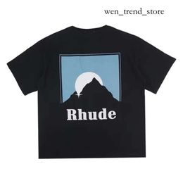 Rhude T Shirt Mens Shorts Tracksuits Designer Printing Letter Black White Grey Rainbow Colour Summer Fashion Cotton Cord Top Short Sleeve 243