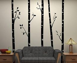 5 Large Birch Trees With Branches Wall Stickers for Kids Room Removable Wall Art Baby Nursery Wall Decals Quotes D641B 2012014564774