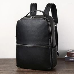 Backpack Fashion Brand Cow Genuine Leather Men Backpacks Real Natural Student Boy Luxury Business Laptop School Bag