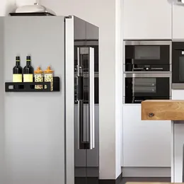 Kitchen Storage Magnetic Spice Rack For Refrigerator Fridge Shelf Wall Mount Space Saving Organiser With 2 Hooks