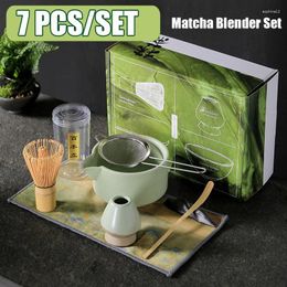 Teaware Sets 4Pcs Japanese Bamboo Matcha Tea Whisk Set Bowl Scoop Ceramic Holder Handmade For Traditional Ceremony