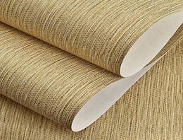 Rustic Straw Texture Pure Colour Wallpaper Modern Simple Plain Retro Nonwoven Classic Solid Wall Paper Bedroom DecorBrownBeige1262667