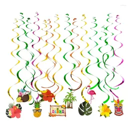 Party Decoration Hawaii Theme Spiral Pendant Flamingo Pineapple Garlands Luau Tropical ALOHA Banner Summer Beach Decorations