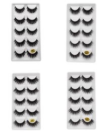 5pairsset 3D Mink False EyeLashes Thick Plastic Black Cotton Full Strip Fake Eye Lashes For Party Make Up Tool With Cosmetic7171976