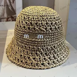 Summer Bucket Hat Mius Designer Straw Hat For Women Colourful Raffia Grass Sunhat Mens Fashion Fitted Beach Hats