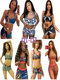 Women Swimwear Suits 2 Piece Set Designer Slim Sexy Summer Vest Pant Bikini Pattern Printed Breathable Fitness Swimsuits 20 Styles2505087