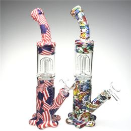 11 Inch 14mm Female Glass Bong with Thick Pyrex Colourful Smoking Water Pipes Bongs Bowl