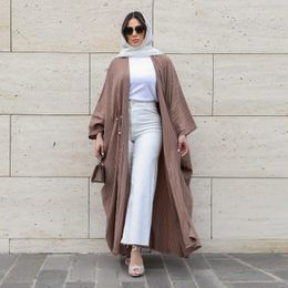 Ethnic Clothing 2024 New Collection Modest Fashion Muslim Kaftan Chic Solid Beading Batwing Slve Maxi Casual Loose Abaya For Women Arab Dubai T240510