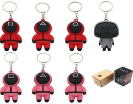 WithNo Box Squid Game Keychain TV Popular Toy Key Ring Chain Jewellery Anime Surrounding Wooden People Pontang Silicone Pendant Bag6361544