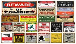 Warning Caution Danger Notice Metal Painting Signs Man Cave No Trespassing Shooting Decor For Pub Bar Club Home Vintage Wall Plaqu5527611