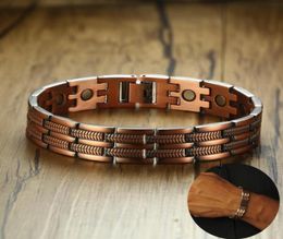 Mens Elegant Pure Copper Magnetic Therapy Link Bracelet Pain Relief For Arthritis And Carpal Tunnel Male Jewellery 846quot Y190519994979