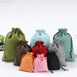 Gift Wrap 50/100Pcs Drawstring Natural Burlap Bag Jute Bags Multi Size Storage Pouch Candy Packing