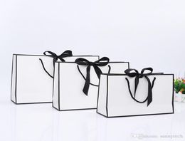 Creative design Large Black border White kraft paper bag with handle Wedding Party Favour bowknot Paper Gift Bag LX014805894563