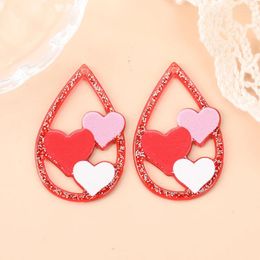 Charms 6Pcs Valentine Acrylic Heart Jewlery Findings For Necklace Keychain DIY Making