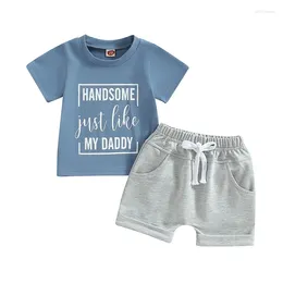 Clothing Sets 2024 Summer Baby Boys Clothes Set O-neck Short Sleeve Letter Print T-shirt Shorts 2Pcs Infant Suits Casual Toddler