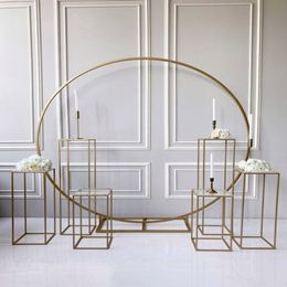 Metal plinths grand-event geometric props wedding decoration backdrops arch outdoor lawn flowers door balloons rack iron circle Birthda 2461