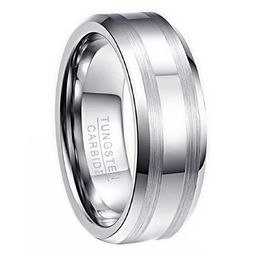 8MM wide 23mm thick double Lassa stripe white K tungsten steel ring American code 614 with half a yard3817872