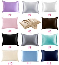 2026inch Silk Satin Pillowcase 12 Colours Cooling Envelope Pillow Case Ice Silks Skinfriendly Pillowslip Bedding Supplies3107176