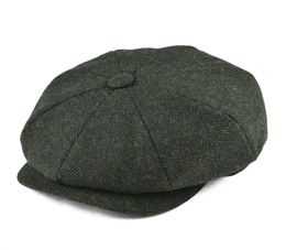 BOTVELA Wool Tweed Newsboy Cap Herringbone Men Women Classic Retro Hat with Soft Lining Driver Cap Black Brown Green 005 T2001046293271