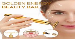 Protable Energy Beauty T Gold Bar Pulse Firming Massager Skin Rejuvenation Facial RollerMassager Derma Skincare Wrinkle removal H8731394