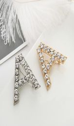 New Men Women Fashion Full Rhinestone Letters Pins Brooches GoldSilver Plated Letters Bling Bling Brooches Pins For Party Wedding4532302