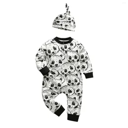 Clothing Sets Spring Autumn Born Infant Baby Boy Clothes Set Cotton Casual Long Sleeve Toddler Onesie With Cap 2Pcs Outfit