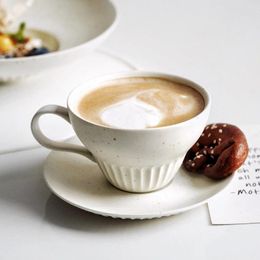 Cups Saucers Ceramic Breakfast Coffee Tea Cup And Saucer Set Office Nordic Retro Porcelain Mug Travel Tazzine Caffe 200ML