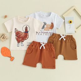 Clothing Sets Summer Fashion Baby Boys Clothes Suit Letter Chick Print Tops Shorts 2Pcs/Sets Toddler Casual Costume Infant Outfits