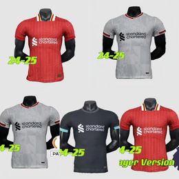 24 25 season soccer jerseys red home cities fan football shirts men kids uniforms jersey RedsMohamed Salah Darwin 2024 2025 red away third white black shirt third