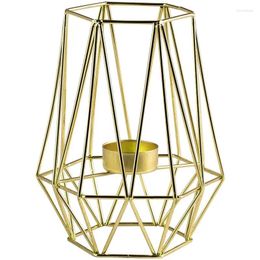 Candle Holders Nordic Metal Candlestick Rose Gold Holder Creative Hexagon Stand Household Exquisite Light Luxury Candelabra Decor